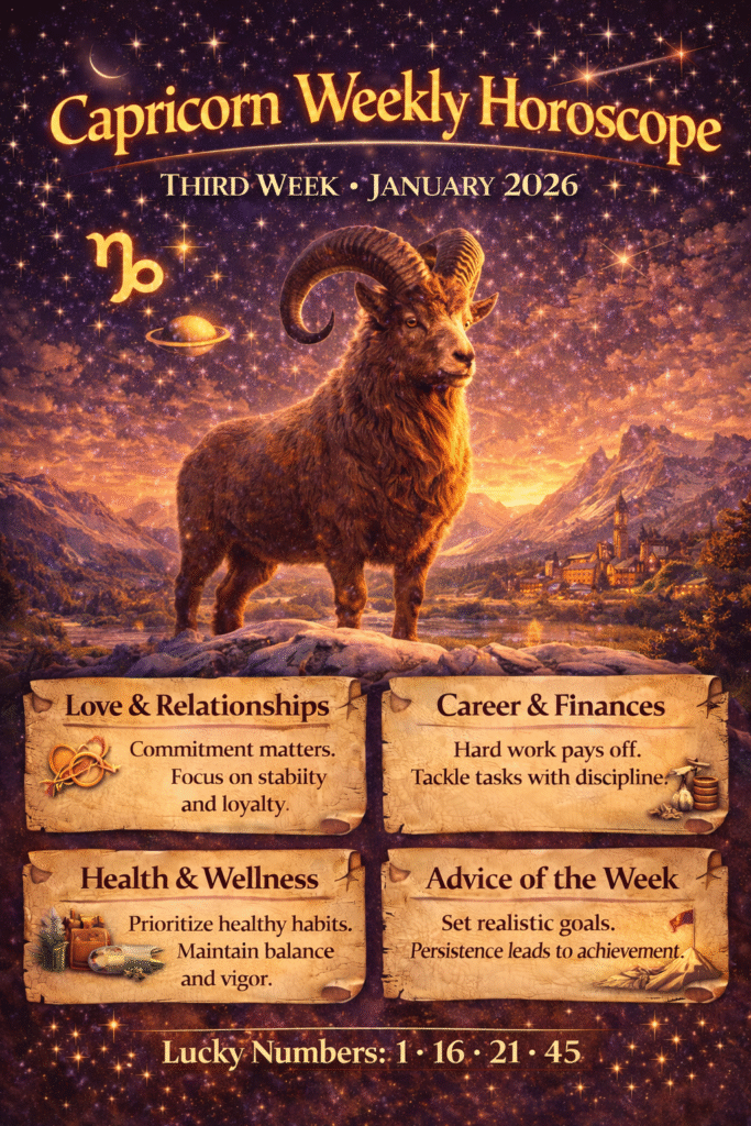 Capricorn weekly horoscope third week Jan 2026: