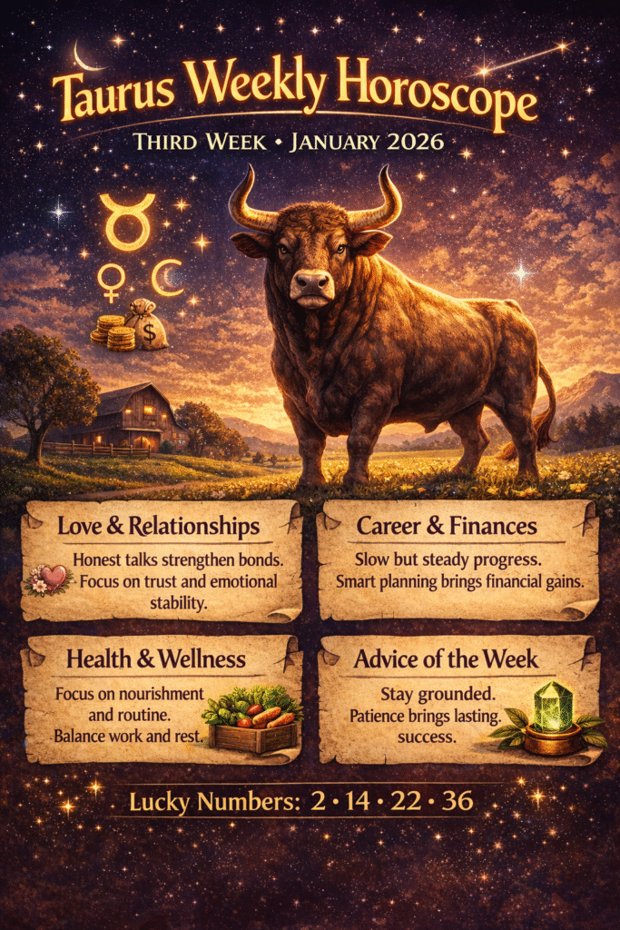 Taurus Weekly Horoscope Third Week Jan 2026 | Career & Money Forecast