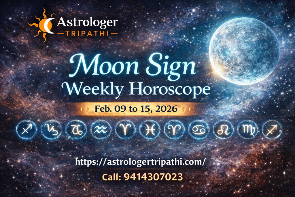 Get your weekly horoscope Feb 9-15, 2026 based on Moon Sign. Exalted Mars & Sun conjunction insights, love & career predictions with effective Vedic remedies for all signs.