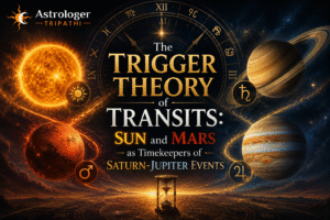 The Trigger Theory of Transits: Sun and Mars as Timekeepers of Saturn-Jupiter Events